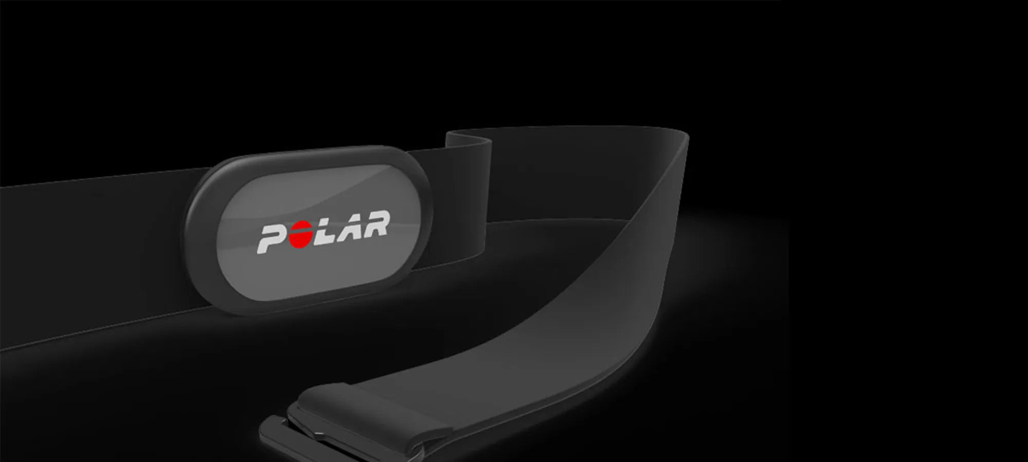 Adjustable wireless heart rate monitor band isolated on a clean matte black backdrop | Polar Philippines