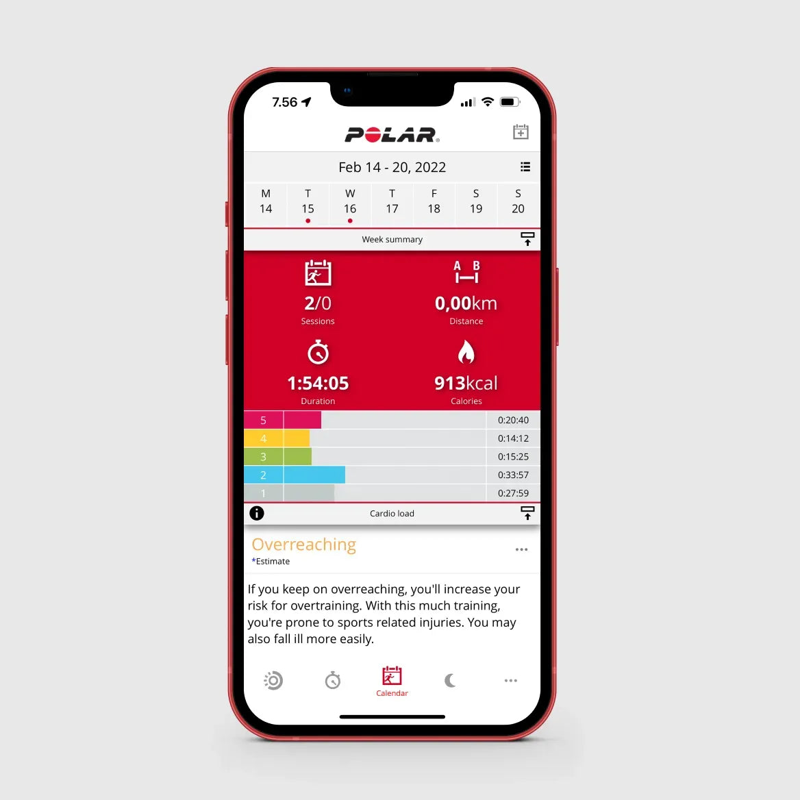 Polar Flow app weekly training summary and cardio load insights on smartphone | Polar Philippines