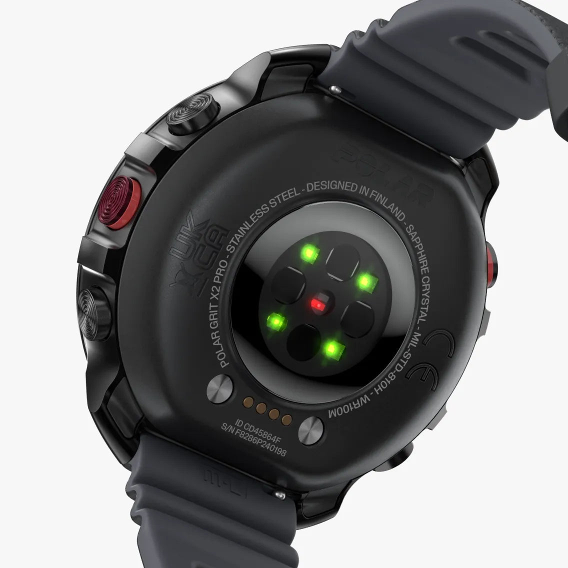 Smart watch backplate highlighting the wrist based biosensors and charging port | Polar Philippines