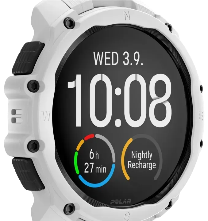 Close-up of lightweight urban watch in Snow White colorway with sleek design | Polar Philippines