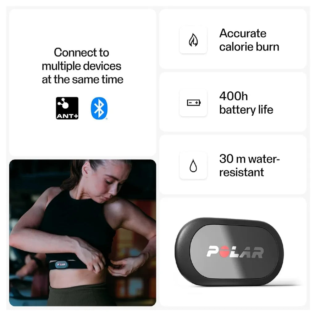 Close up of an athlete fitting a black heart rate sensor chest strap | Polar Philippines