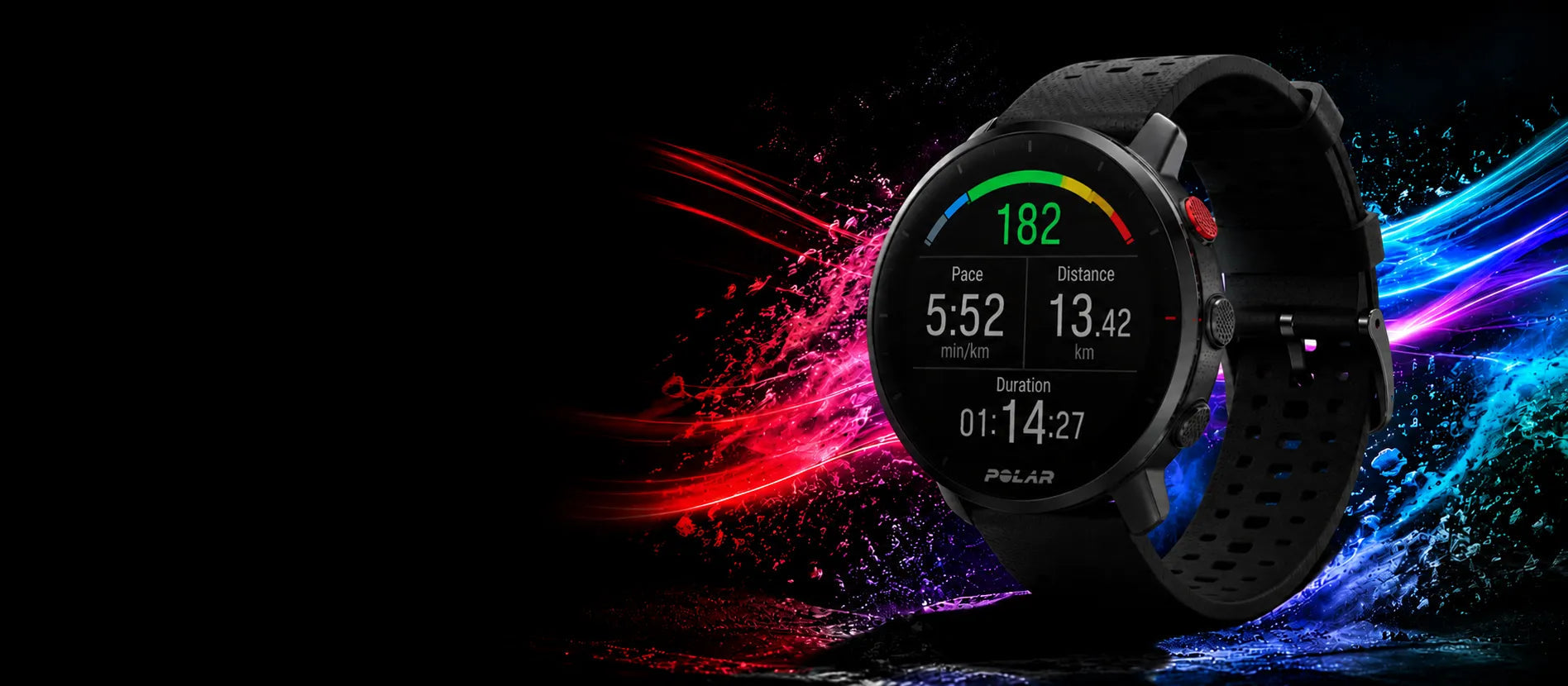 Smartwatch with colorful abstract display on black background | Polar Philippines