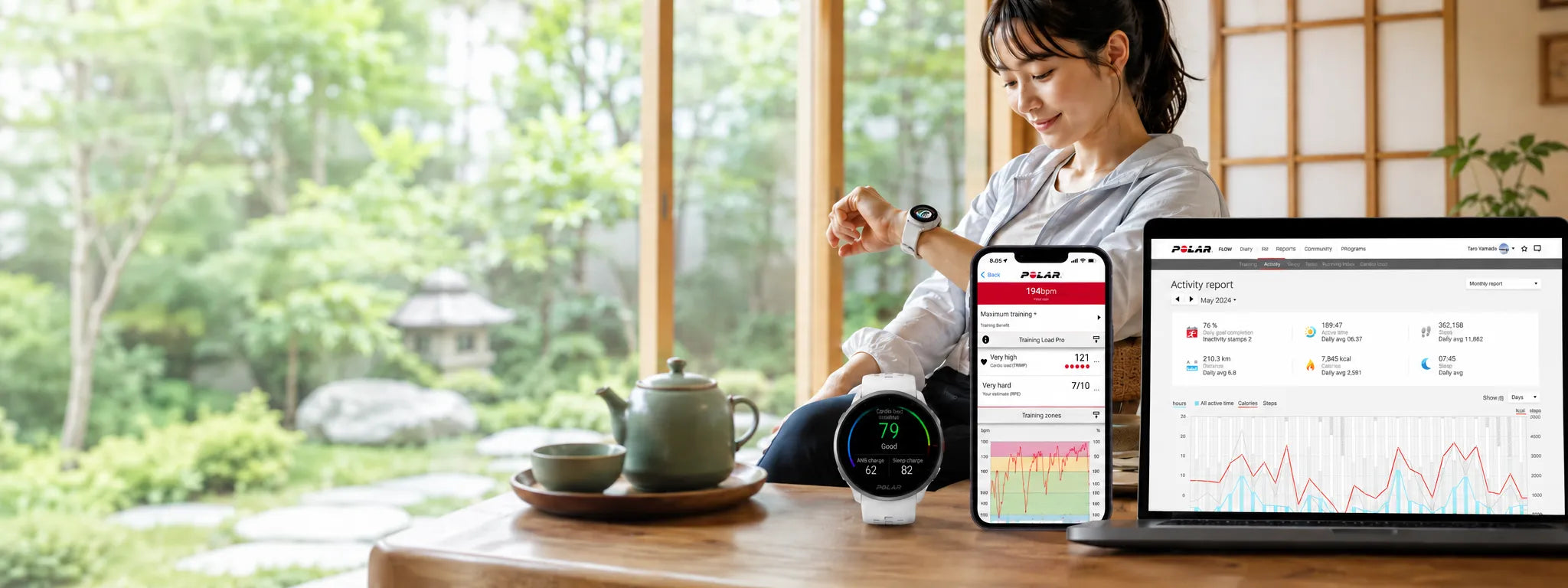 Woman checking smartwatch with app and training dashboard display | Polar Philippines