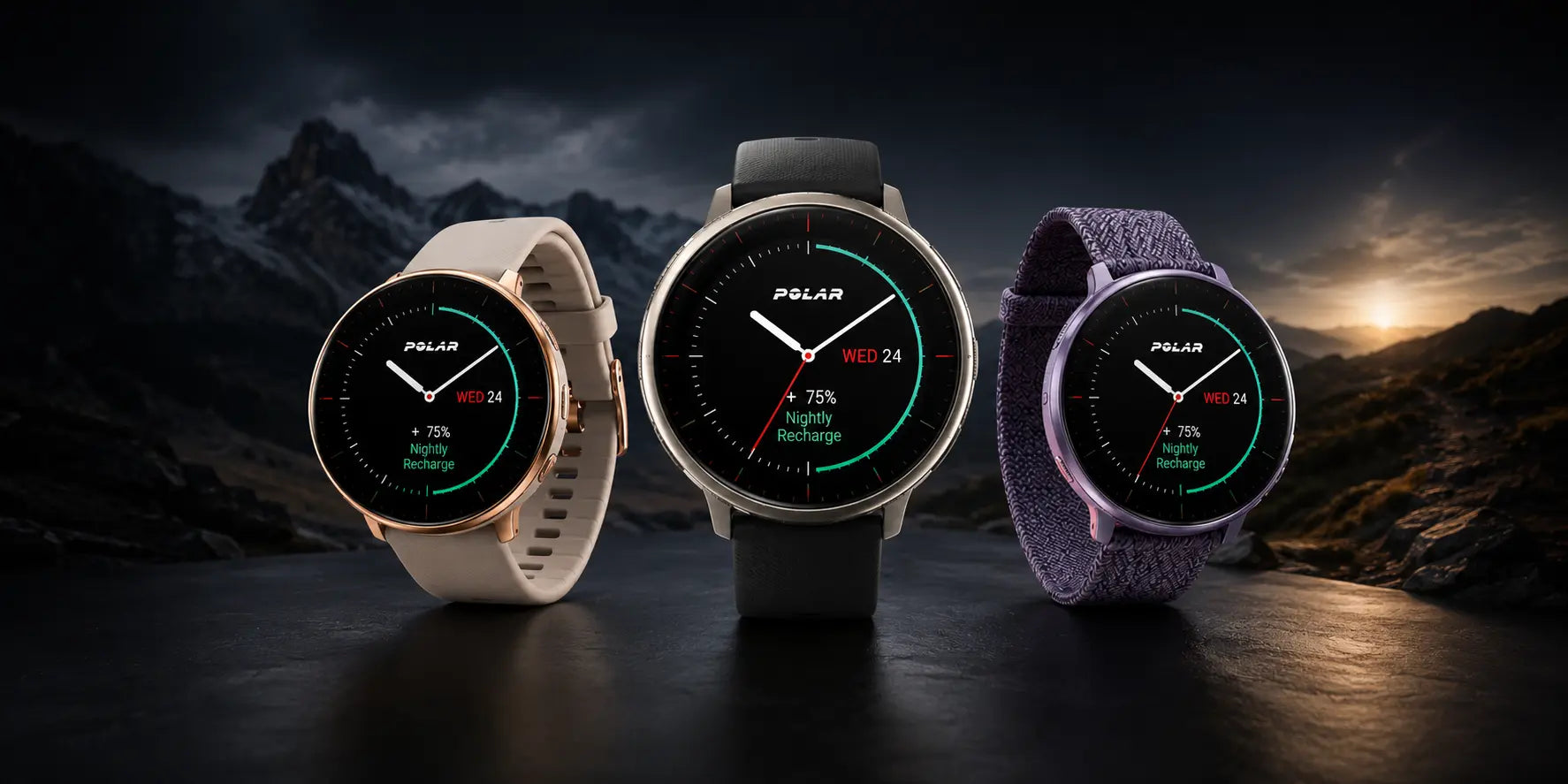 Three smartwatches with mountain backdrop | Polar Philippines