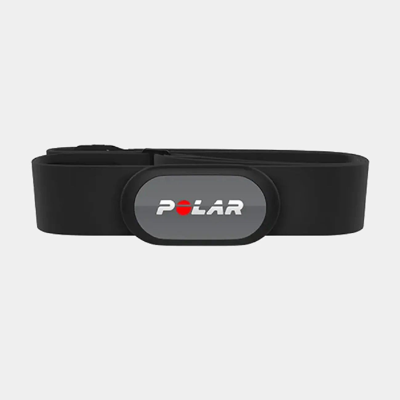 Front view of a folded black fabric chest strap equipped with an oval tracking pod | Polar Philippines