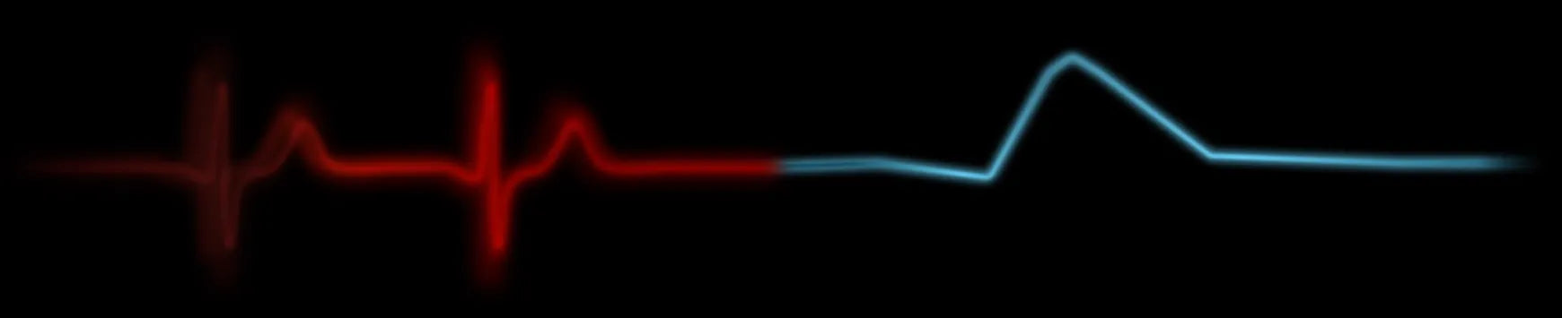 A glowing heart rate pulse line transitioning from red to blue on a black background | Polar Philippines