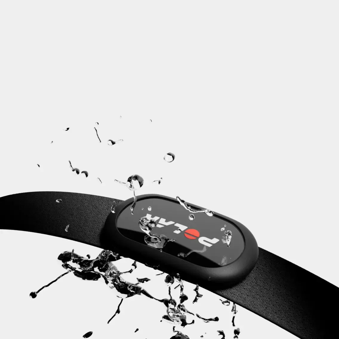 Water resistant heart rate sensor with dynamic water splashes on a clean background | Polar Philippines